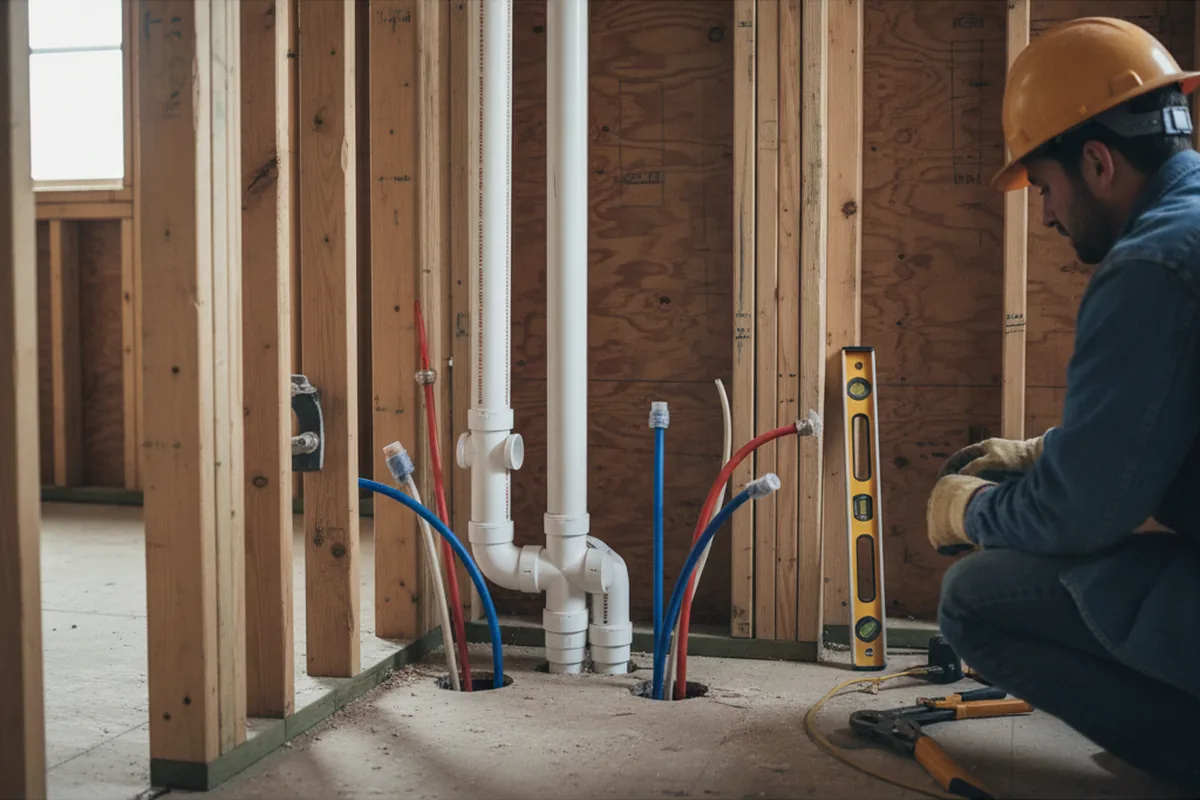 Drain and supply rough-in during Leak Detection in Callaway